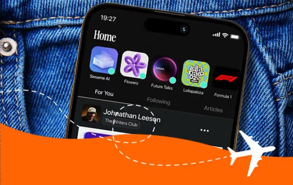 Smartphone showing its app home screen tucked into a jeans pocket, staying connected with a SimYak eSIM