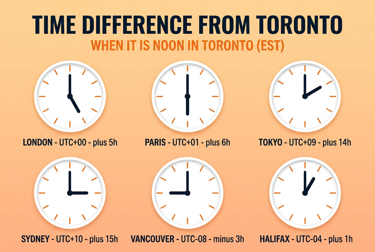 Time difference infographic for Canada