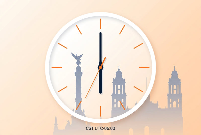 Clock showing local time in Mexico City