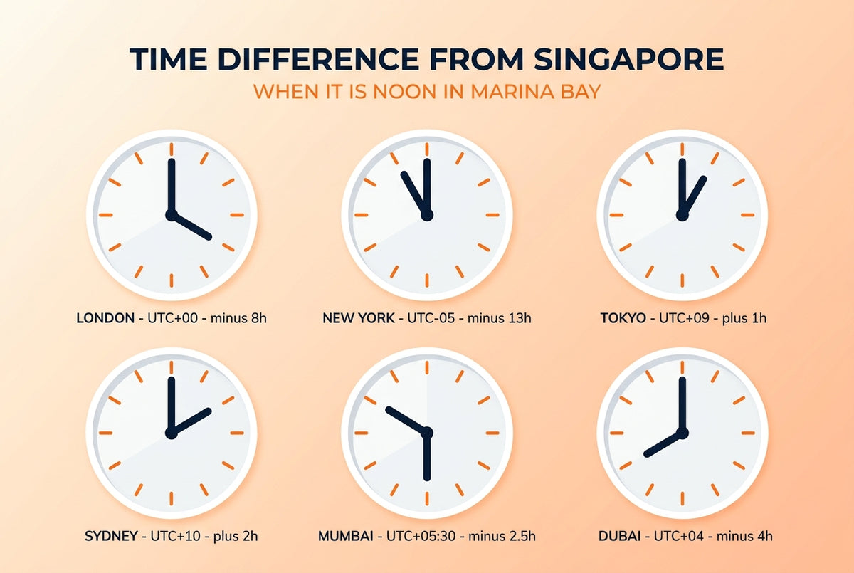 Time difference infographic for Singapore