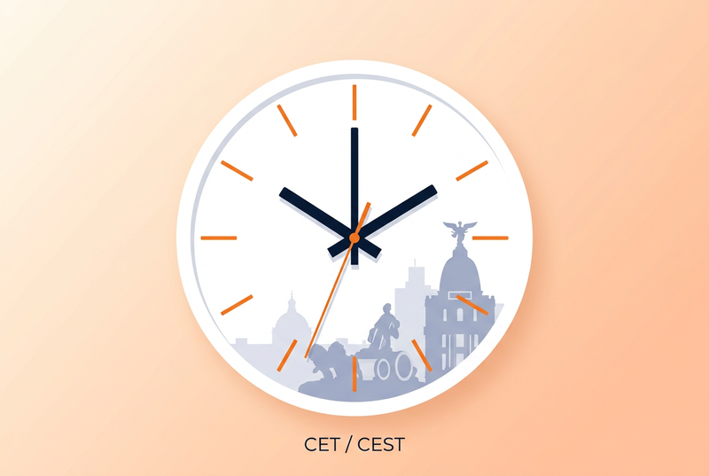 Clock showing local time in Madrid